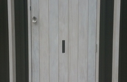 Accoya tongue and groove door primed white inside