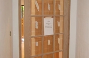 Oak door with glazing bar and raised and fielded panel