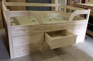 Flat pack accoya bed with drawers
