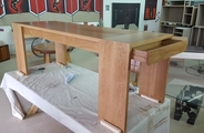 Solid oak table with dovetail joined drawers