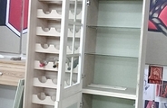 Wine rack unit with glass faced door and glass shelves