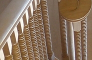 Finished oak staircase with wood turned spindles