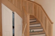 Soft wood staircase with carved spindles no2