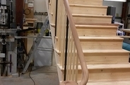 Soft wood staircase with hardwood monkey tail handrail no1